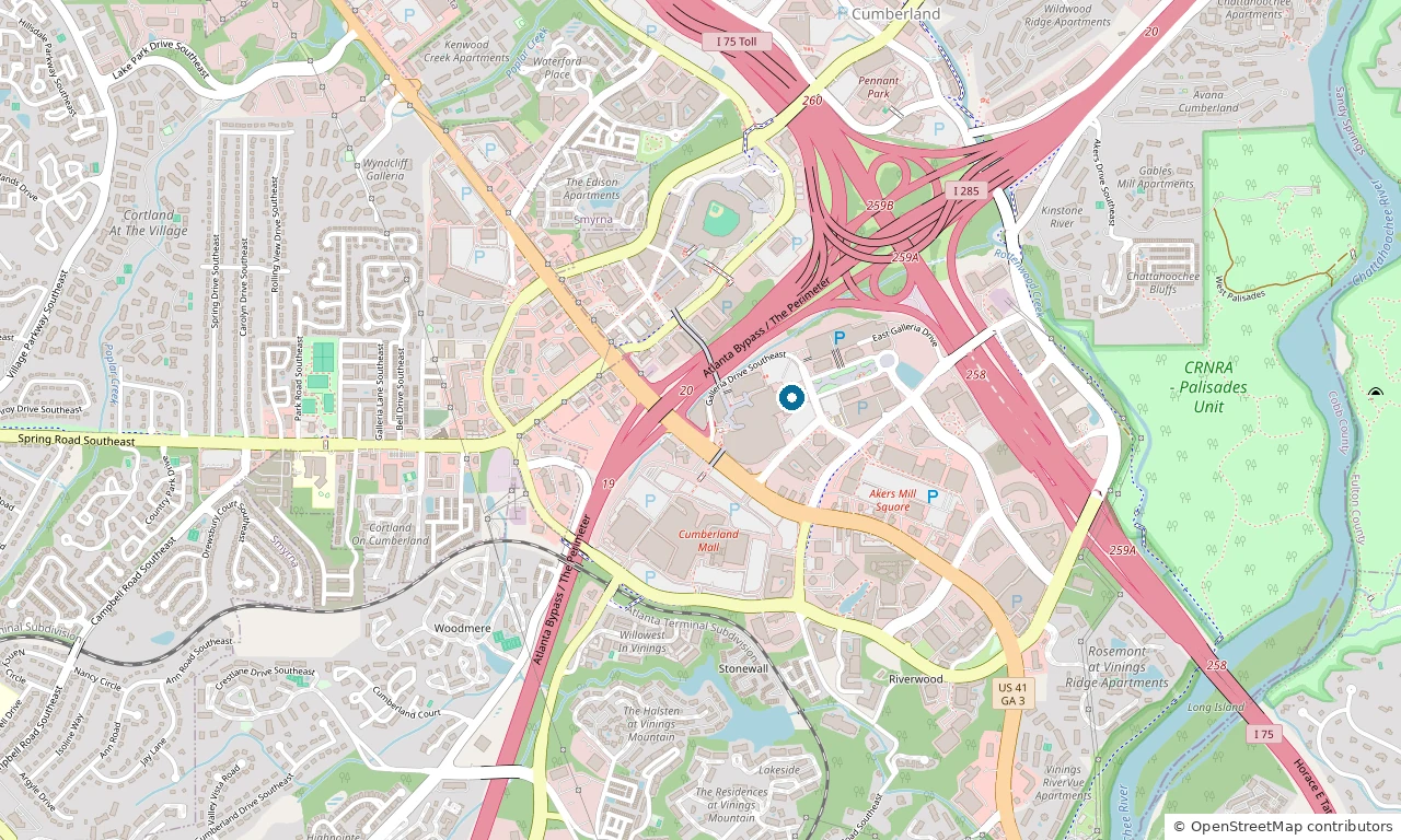 Map showing the hotel next to the Cobb Convention Center