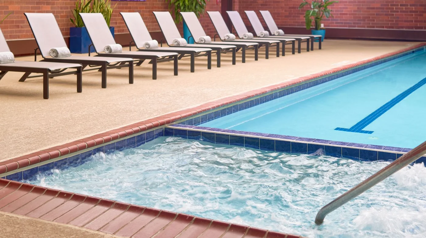 Outdoor pool and hot tub